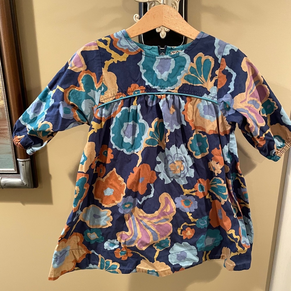 3T Pink Chicken flower print smock dress